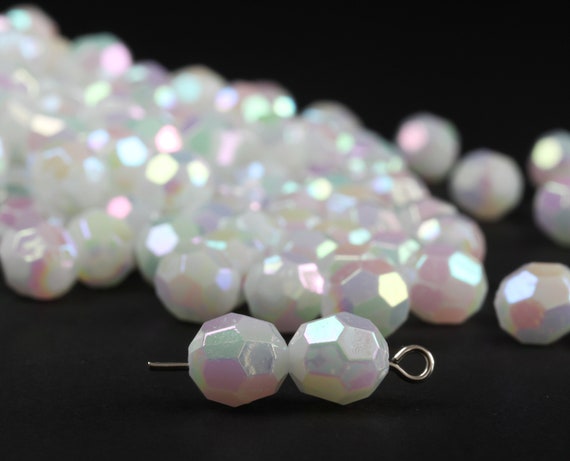 8mm Crystal Aurora Borealis Faceted Beads