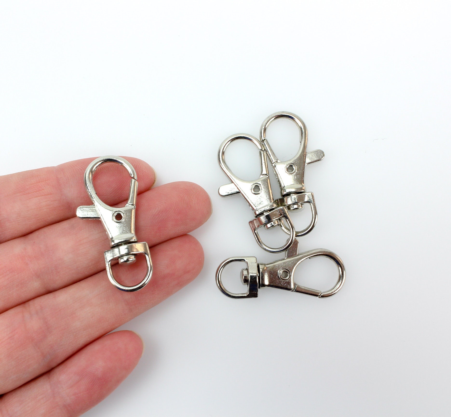 Key Chain Swivel Lobster Claw Clasp  - Iron Based Alloy Silver Tone Keychain Swivel Clasp