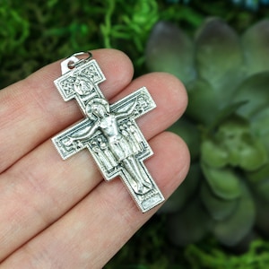 Franciscan Cross - San Damiano Cross Pendant - St Francis of Assisi Cross 1-7/8&quot; long Made in Italy