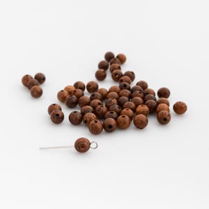 Natural Wenge Wood Beads, 6mm in Diameter - 60pcs