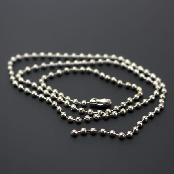 1 Silver Tone Ball Chain Necklace with Connector Ball Size 2.4mm Choose Your Length