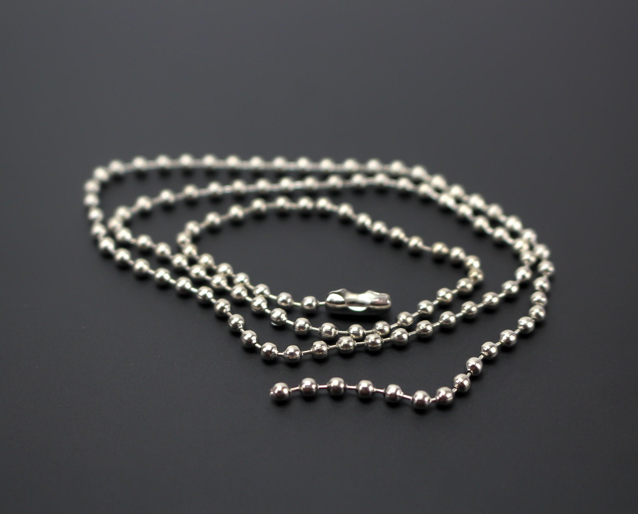 [PRIMAUTE] 韓国☆925Silver☆Ribbon Ball Chain Necklace Iron Ball Chain Necklace With Connector Clasp - Choose Your
