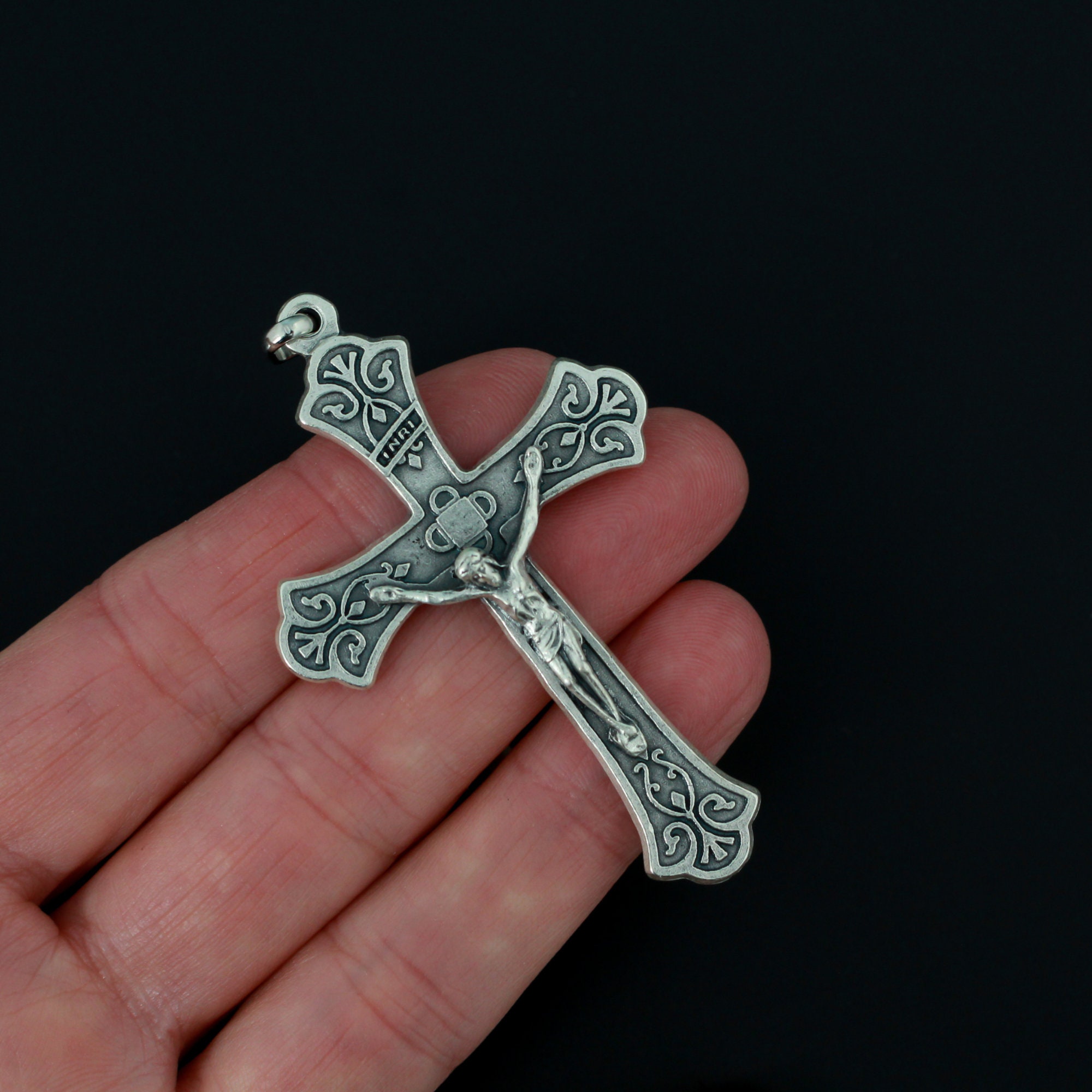 Large Ornate Crucifix Cross With Flared Ends 2-7/16
