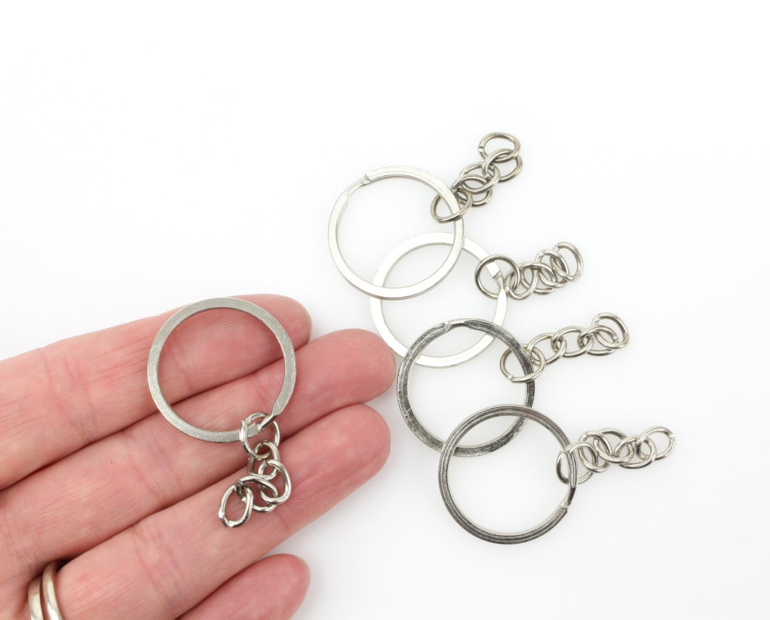 Key Rings Attach Key Ring With Attached Chain - Iron Based Alloy Silver Tone 1 Inch ...