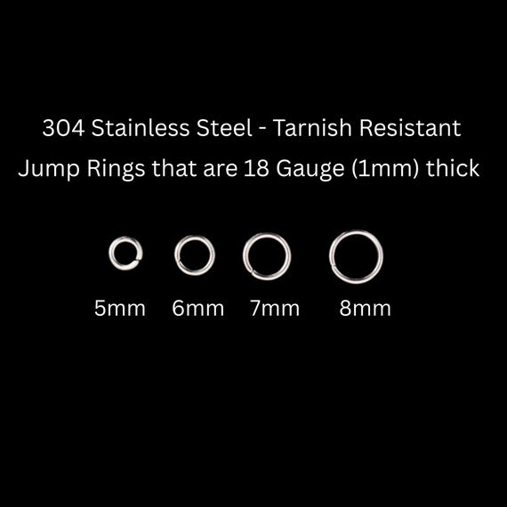 18 Gauge Stainless Steel Jump Rings - 100pcs available in 5mm, 6mm, 7mm and 8mm