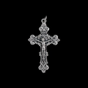 Ornate Fleur-de-Lis Crucifix Cross, 2&quot; Long - Rosary Making Supplies - Made in Italy