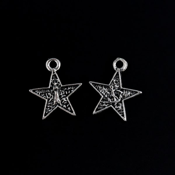 10 Stella Maris Star Shaped Charms - Our Lady Star of the Sea - Blessed Virgin Mary, 10pcs