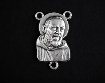 Saint Padre Pio Pray For Us Rosary Centerpiece - Pio of Pietrelcina Rosary Connector