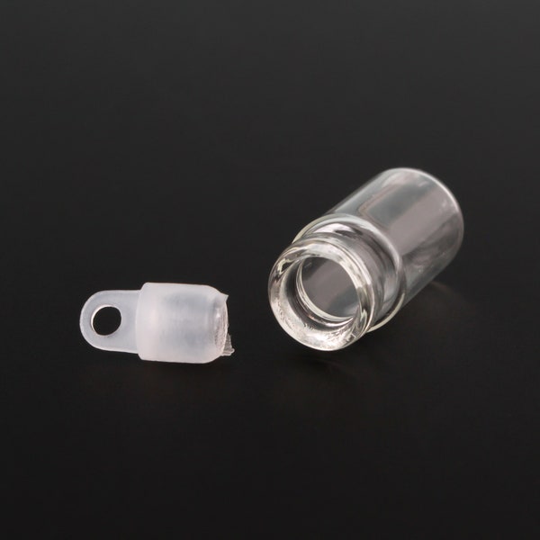 Mini Glass Holy Water Bottle Charms - Jewelry Vial Pendants with Plastic Stopper 1ml, 5pcs