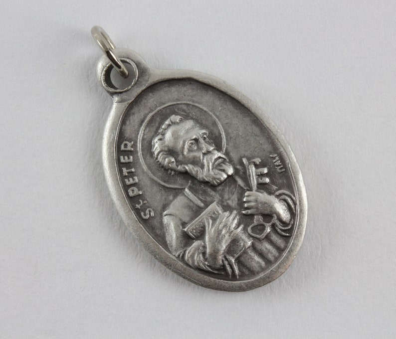 Saint Peter and St. Paul Religious Patron Saint Medal - Silver Oxidized ...