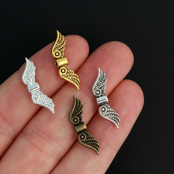 Angel Wing Spacer Beads - Guardian Angel Wing Charms 23mm wide, 30pcs Available in Four Colors