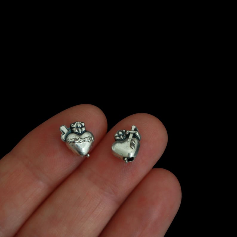 Sacred Heart of Jesus Metal Spacer Beads Silver Tone Color 9.5mm x 8mm image 4