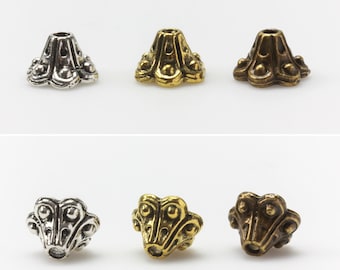 50 Bell Flower Bead Caps 10x5mm (Fits 8 - 10mm beads) Available in Silver, Gold, Bronze - 50pcs