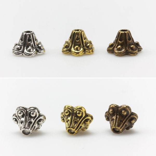 50 Bell Flower Bead Caps 10x5mm (Fits 8 - 10mm beads) Available in Silver, Gold, Bronze - 50pcs