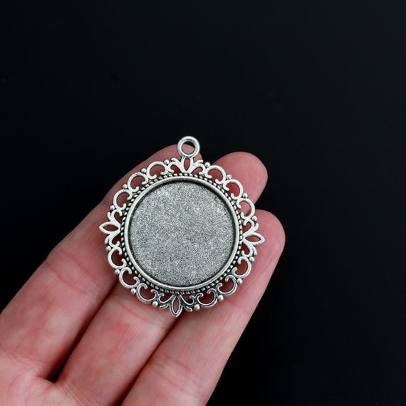 Silver Double Sided Bezel Pendant Setting Fits 25mm Round