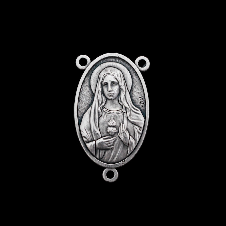 Large Sacred Heart of Jesus Immaculate Heart of Mary Rosary Centerpiece ...