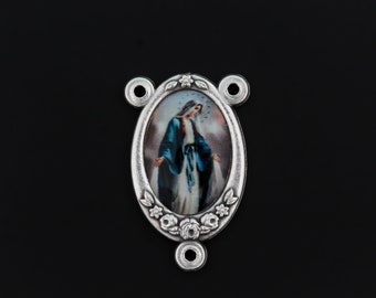 Our Lady of the Miraculous Medal Color Image Rosary Centerpiece 1" Long, Made in Italy