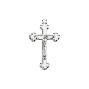 White Luminous Crucifix Cross with Cloverleaf Budded Ends - Metal Bound - 2.5" Long - Made in Italy
