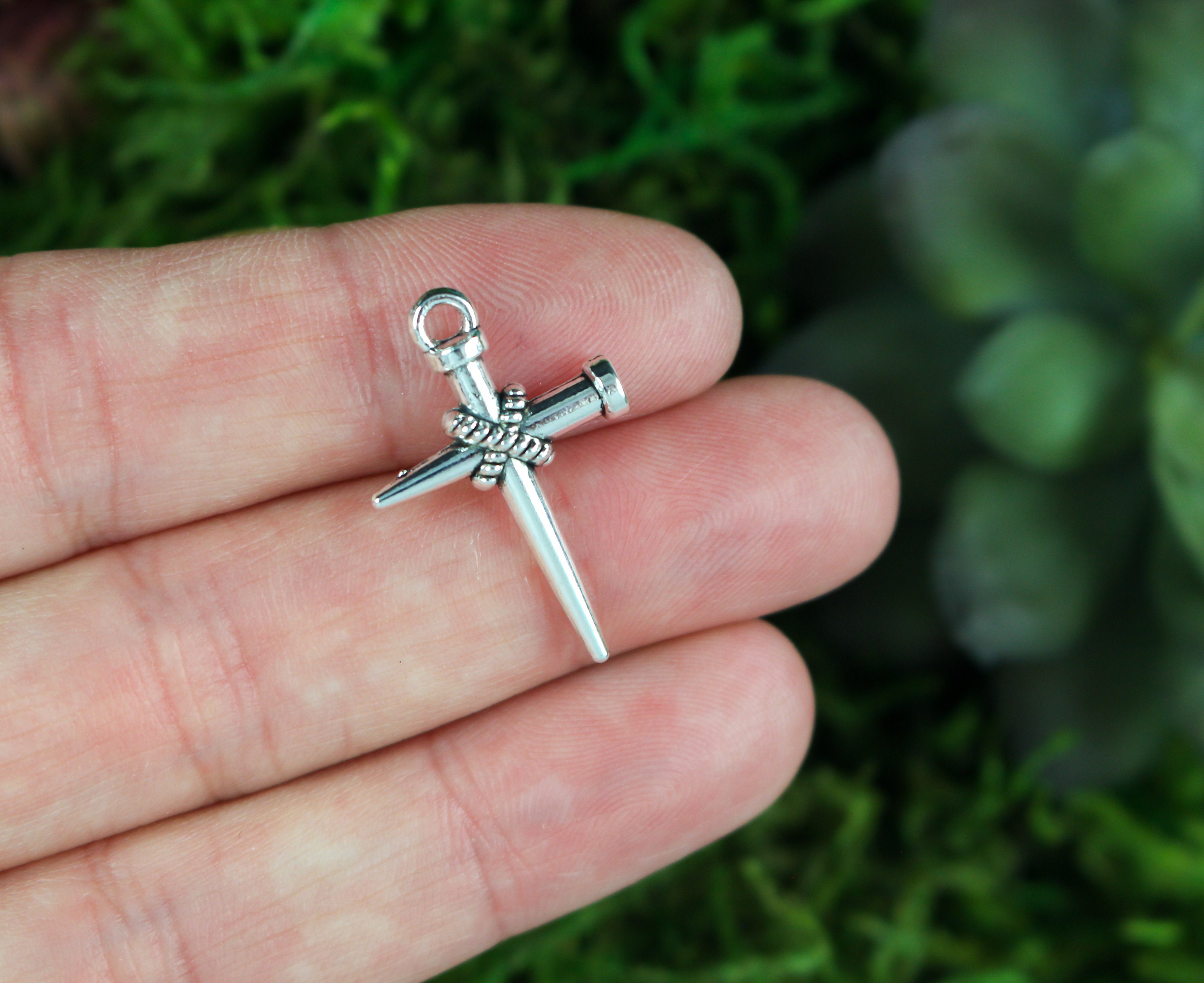 10pcs Charms Cross Antique Silver Color Jesus Cross Pendant Charms Nail Cross  Charms For Jewelry Making