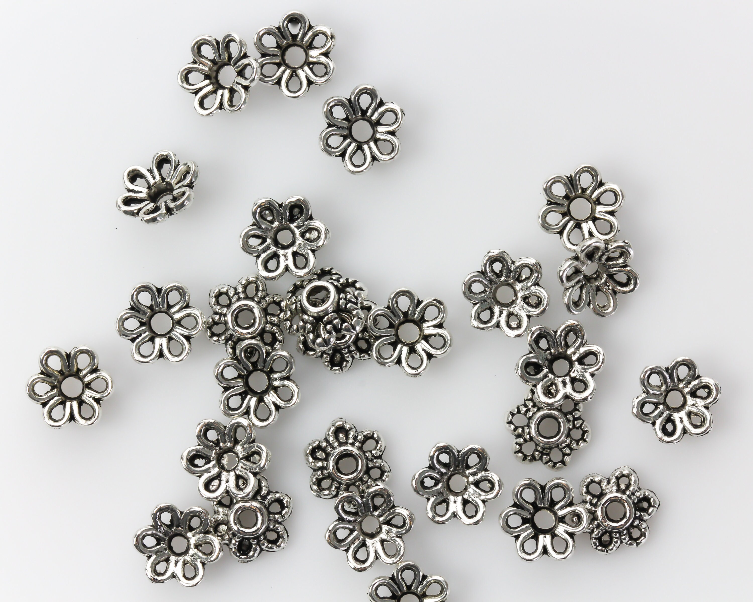 Bead Caps Silver Plated Flower Bead Caps PHE109S