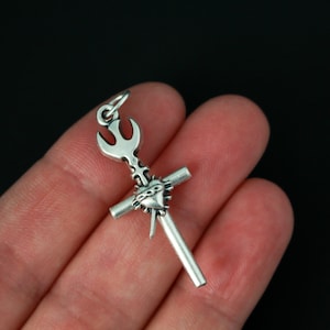 Holy Spirit with Sacred Heart Cross Pendant 1-3/8&quot; Long - Made in Italy