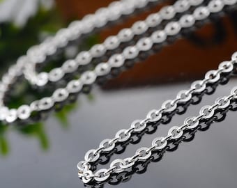 Stainless Steel Link Cable Chain Necklace 23.5" long with Lobster Claw Clasp