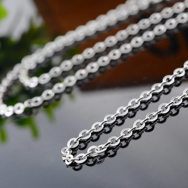 Stainless Steel Link Cable Chain Necklace 23.5" long with Lobster Claw Clasp