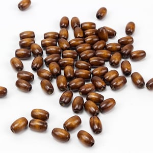 Brown Wood Beads - Oval Wooden Prayer Beads for Five Decade Rosary 12x8mm 60pcs