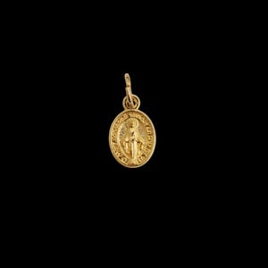 Mini Gold Miraculous Mary Medal of the Immaculate Conception in English - 5/8 inches long - Made in Italy