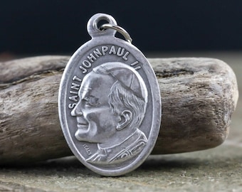 Silberfarbene Medaille des Heiligen Johannes Paul II. Schutzpatron des Weltjugendtags – Karol Józef Wojtyła Beten Sie für uns