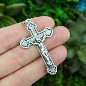 Silver Crucifix Cross for Rosary or Jewelry Making made in Italy 1-15/16  Long 