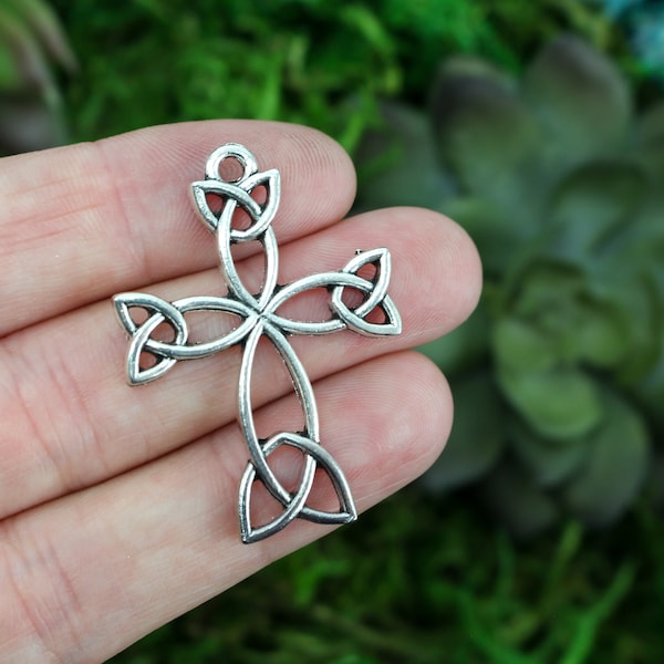 Irish Celtic Cross Pendant with Trinity Knot Symbol of Holy Trinity - Sold in sets of 2, 5, or 10 Crosses