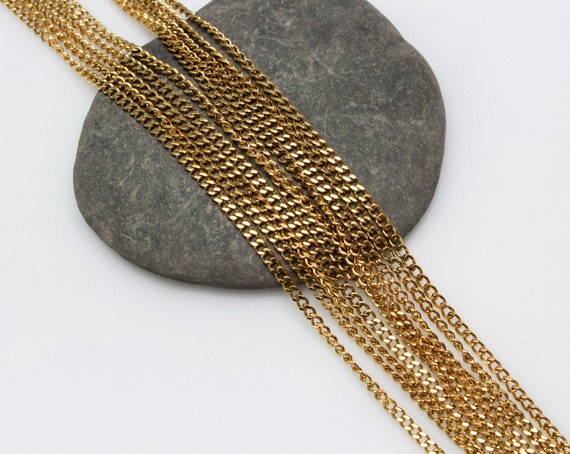 304 Stainless Steel Gold Plated Link Curb Chain Necklace 23.6
