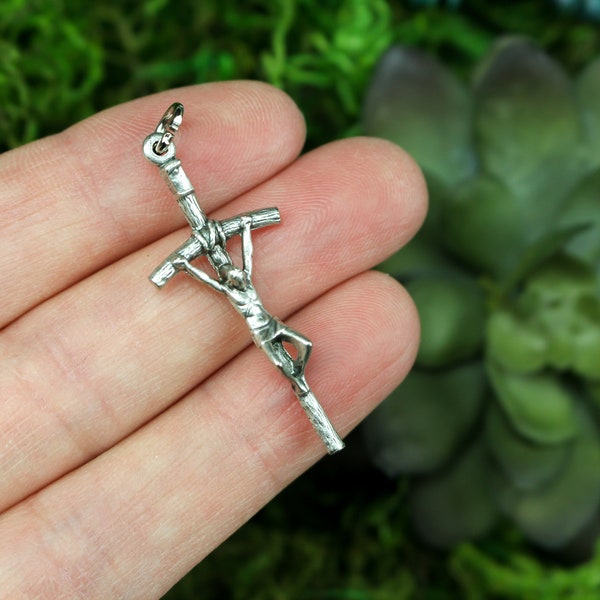 Italian Papal Crucifix Pendant of Pope Saint John Paul II - Manzu's Crucifix Cross 1-3/4" Long  - Made in Italy