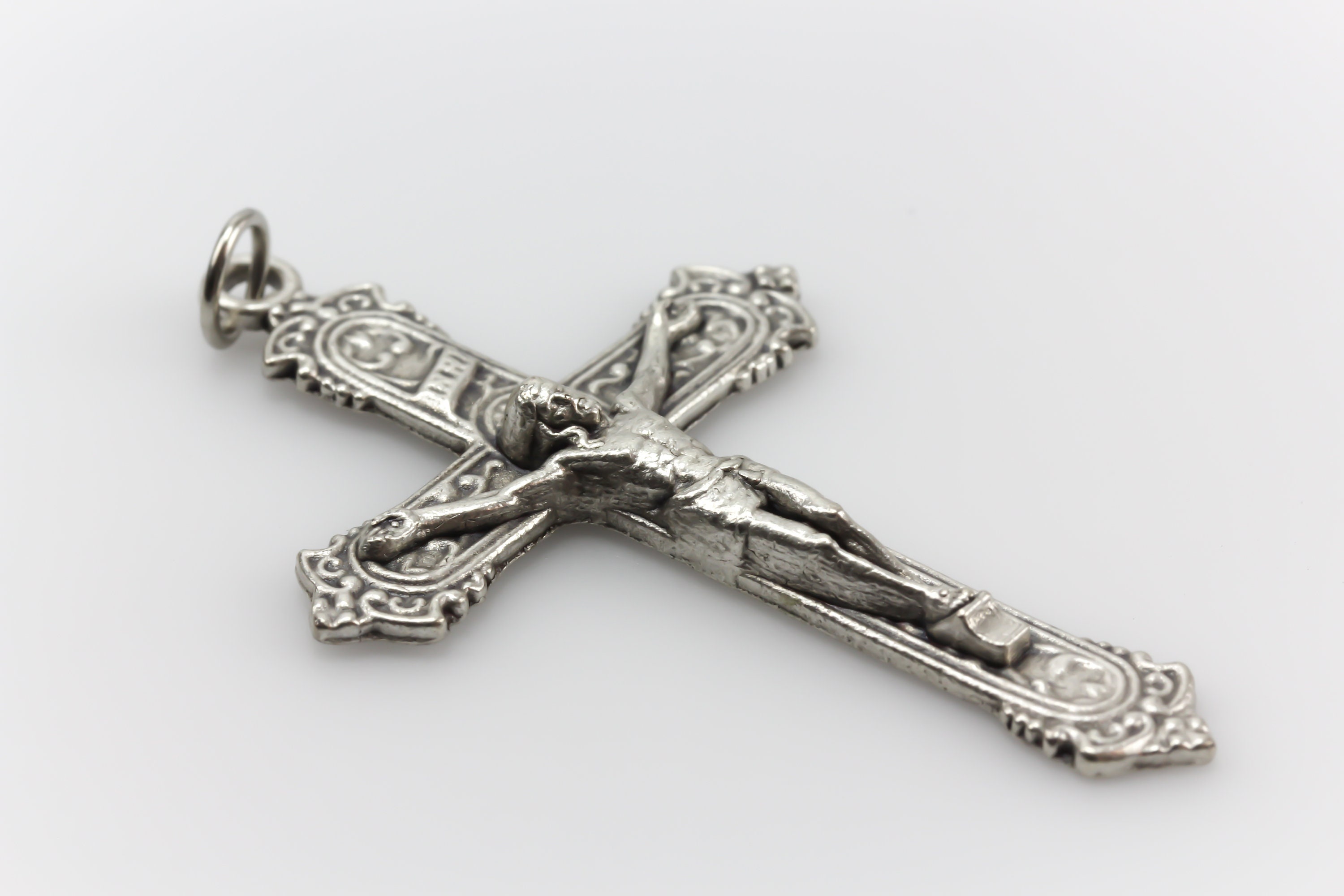 Silver Crucifix Cross for Rosary or Jewelry Making made in Italy 1