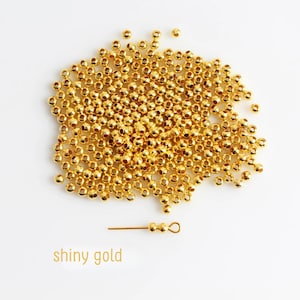 Iron Spacer Beads, Round 3mm in Diameter Available in Silver, Bronze, Gold - 300pcs Shiny Gold