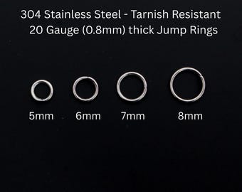 20 Gauge Edelstahl Biegeringe - 100 Stück erhältlich in 5 mm, 6 mm, 7 mm und 8 mm