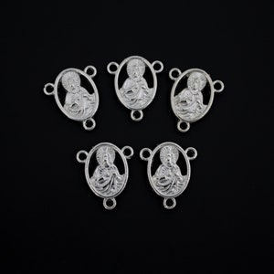 Sacred Heart of Jesus & Our Lady Mount Carmel Rosary Centerpiece 19x16mm - Sold in packs of 5 or 25pcs