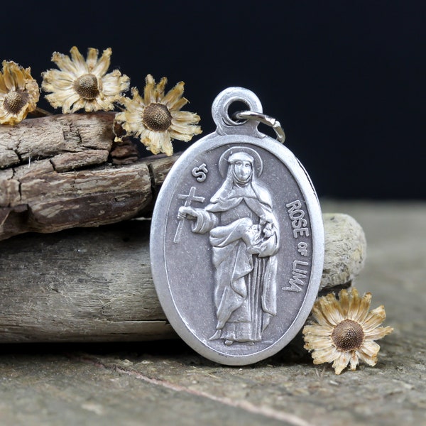 Saint Rose of Lima Medal - Patron for the Resolution of Family Quarrels - St. Rose Pray For Us 1 inch Die Cast Metal Made in Italy