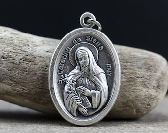 Bonyak Jewelry 18 Inch Rhodium Plated Necklace w/ 4mm Blue March Birth Month Stone Beads and Saint Catherine of Siena Charm Bonyak Jewelry 18 Inch Rhodium Plated Necklace w/ 4mm Blue March Birth Month Stone Beads and Saint Catherine of Siena Charm