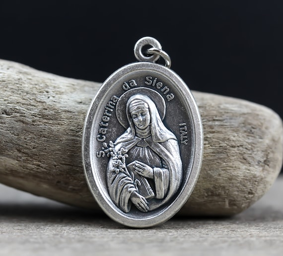 Catherine Of Siena Charm On A 8 Inch Round Double Loop Bangle Bracelet St Catherine Of Siena Charm On A 8 Inch Round Double Loop Bangle Bracelet St