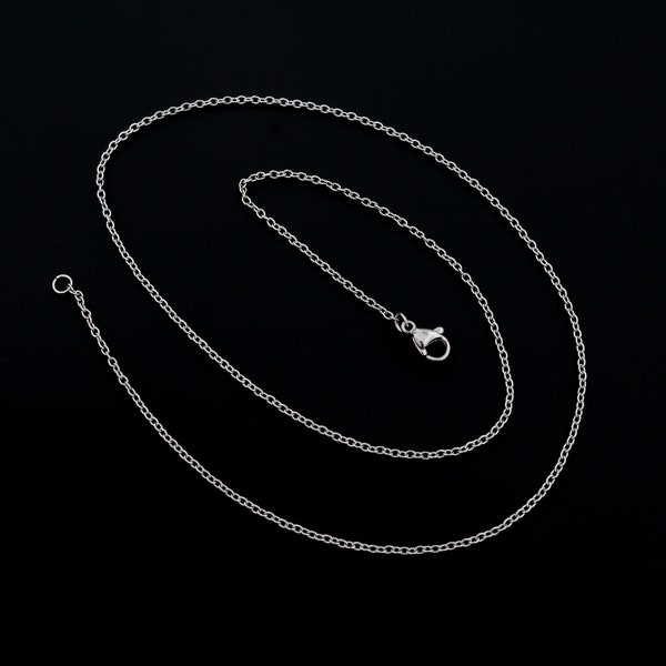 Stainless Steel Cable Chain Necklace 50cm - 17.75" long with Lobster Claw Clasp
