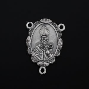 Saint Patrick Rosary Centerpiece with Scalloped Shell Edge Detail - Patron Saint of Ireland - Made in Italy