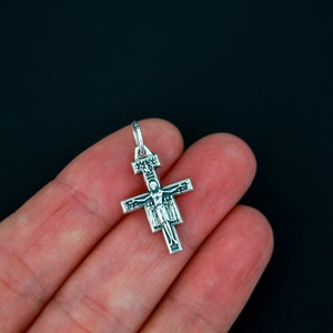 Small San Damiano Crucifix Pendant - Small St. Francis of Assisi Franciscan Cross - 22mm Long - Made in Italy