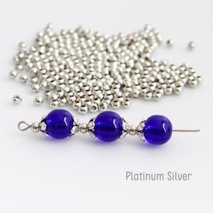 Iron Spacer Beads, Round 3mm in Diameter Available in Silver, Bronze, Gold - 300pcs Platinum Silver