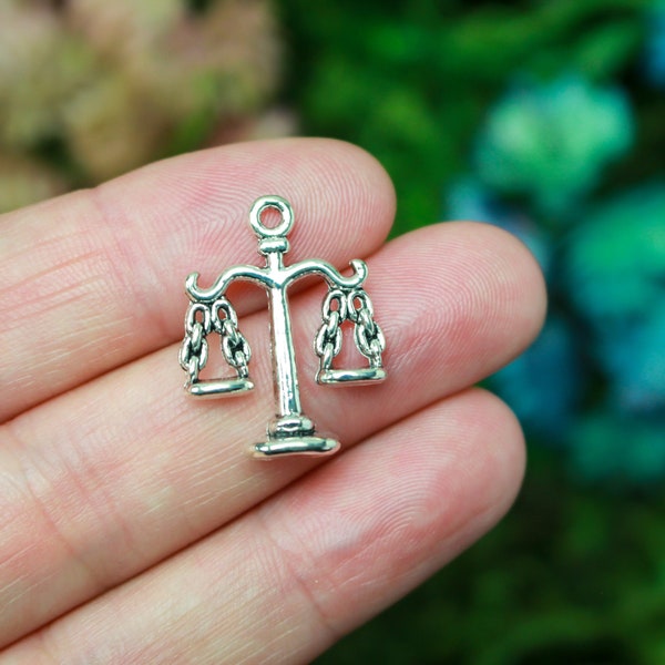 Silver Scale of Justice Charms - Symbol of Justice - Measure of Mercy 22mm Long, Available in packs of 12, 25, or 50 Charms
