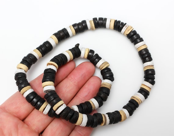 Braccialetto Elastico Bohémien In Legno Naturale E Conchiglie Di Cocco, Perline Multicolore, Regolabile, Stile Retrò - 2