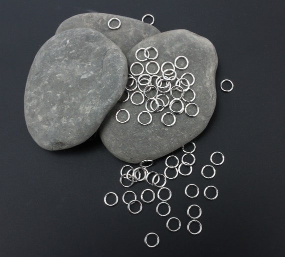 8mm Silver Tone Jump Rings 18 Gauge Stainless Steel - 100pcs