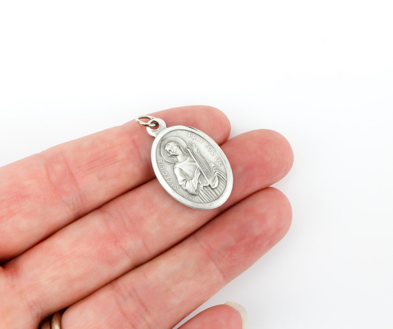 Saint Cecilia Pray For Us silver tone medal Patron of musicians, music, and composers image 5