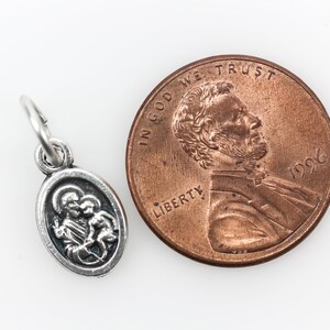 Saint Joseph Holy Family Mini Medal 1/2 Long Oxidized Silver Plate, Made in Italy image 3